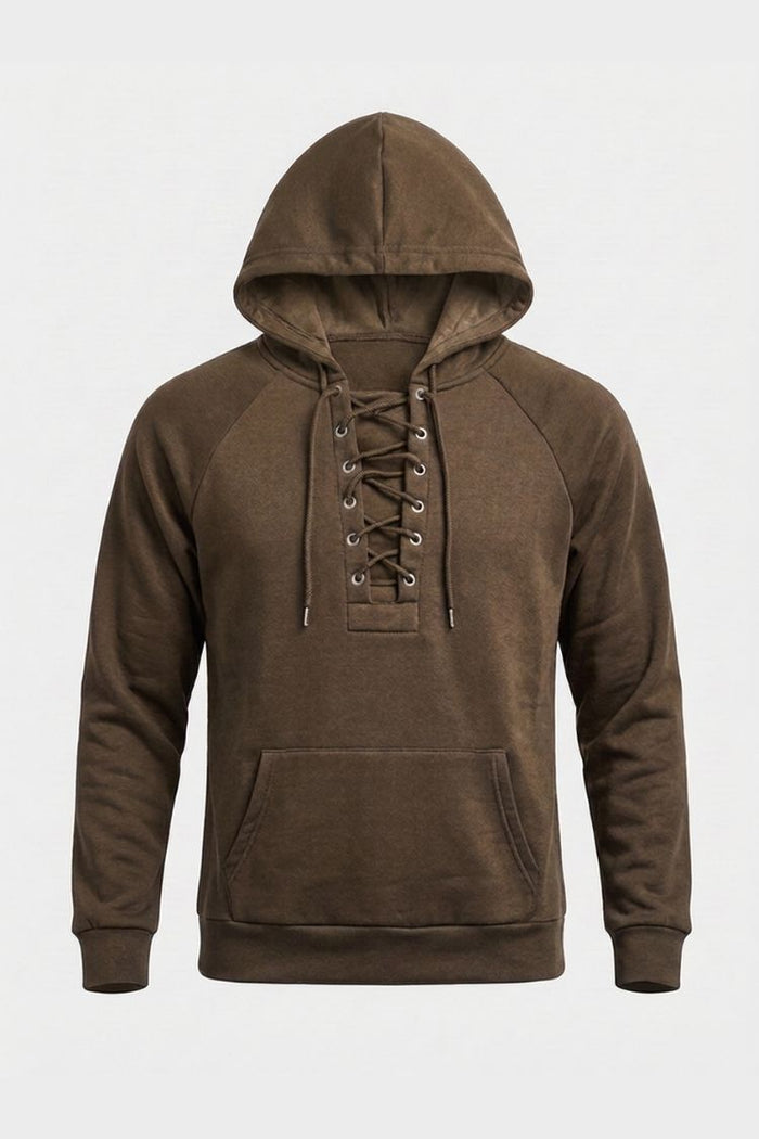 Men's Lace-Up Hoodie | Kangaroo Pocket