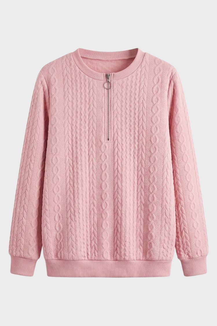 Women's Zip Sweatshirt | Cable Pattern