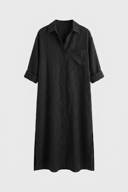 Women's Button Placket Long Shirt Dress