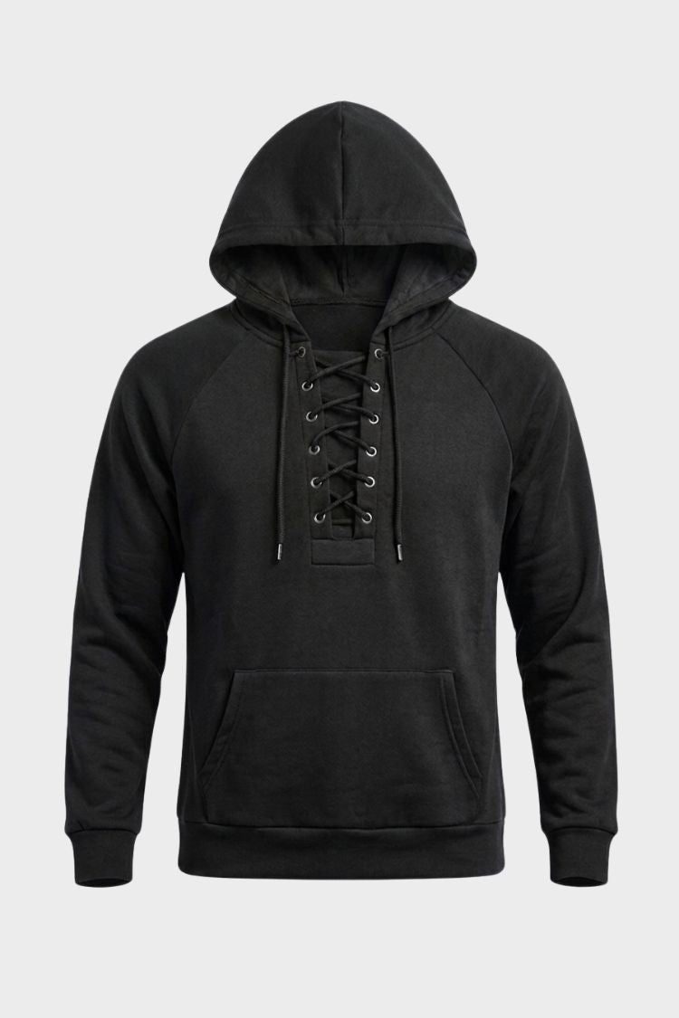 Men's Lace-Up Hoodie | Kangaroo Pocket