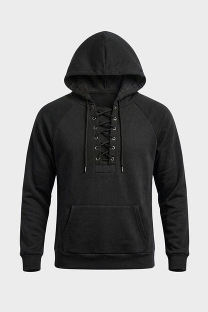Men's Lace-Up Hoodie | Kangaroo Pocket