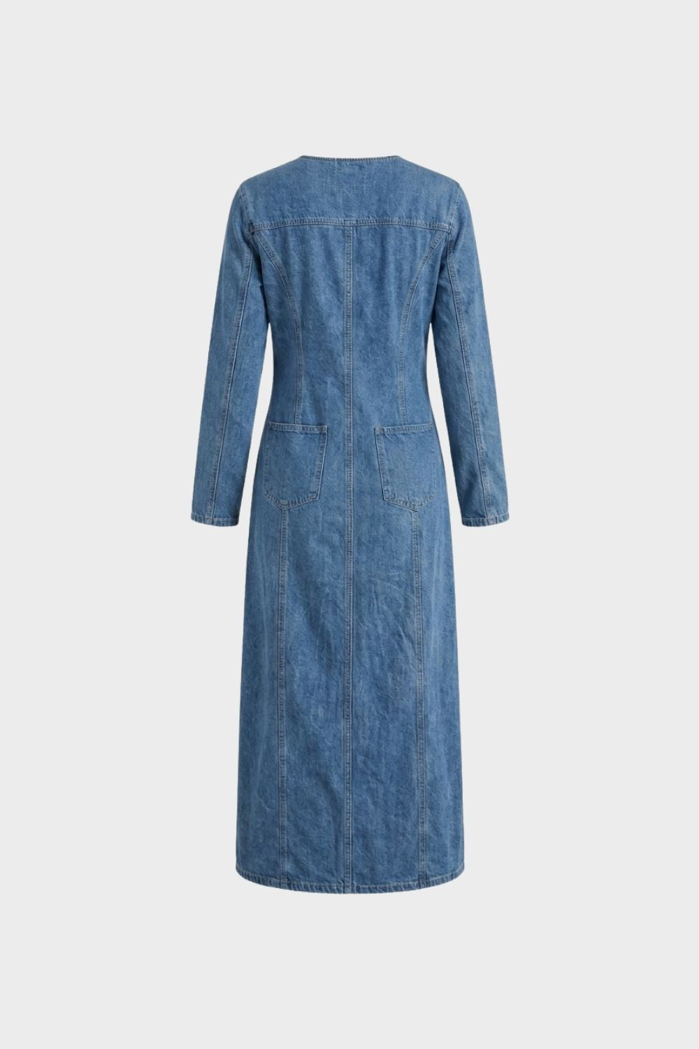 Women's Long Sleeve V Neck Button Dress | Midi