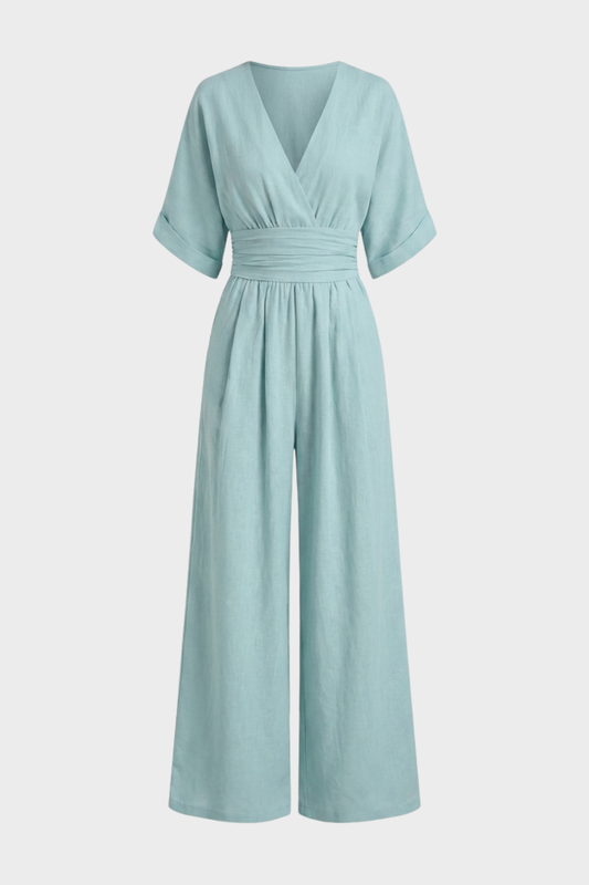 Women's V-Neck Jumpsuit | Wide-Leg