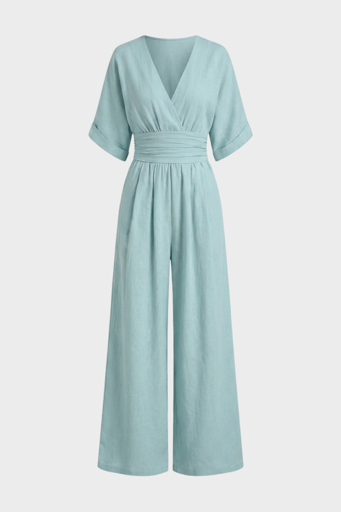 Women's V-Neck Jumpsuit | Wide-Leg