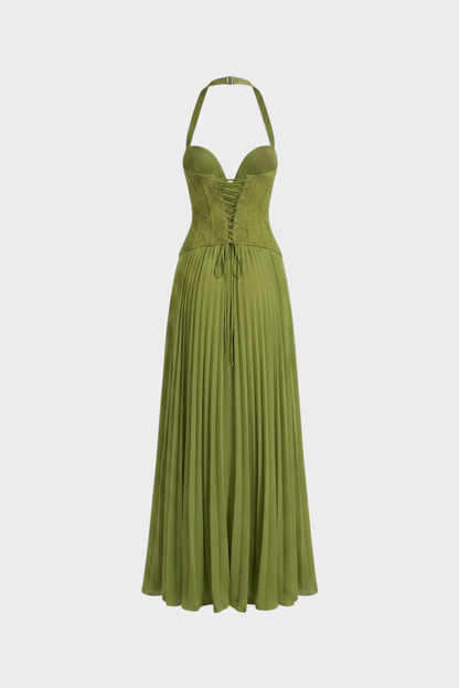 Women's Corset Pleated Maxi | Halter
