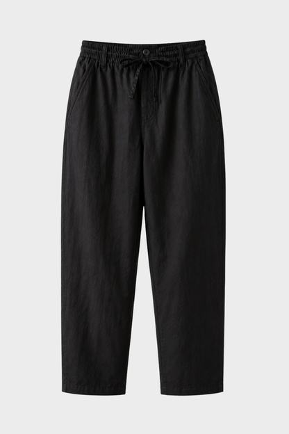 Men's Linen Trousers with Elastic Waist and Drawstring
