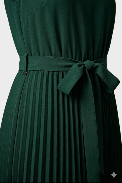 Women's Pleated Midi Dress | Belted