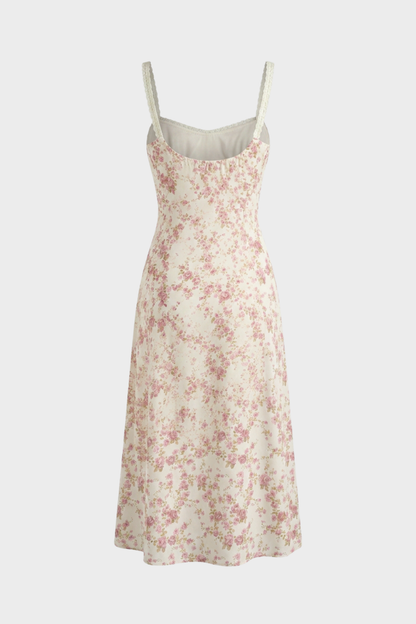 Floral Midi Summer Dress for Women with Straps