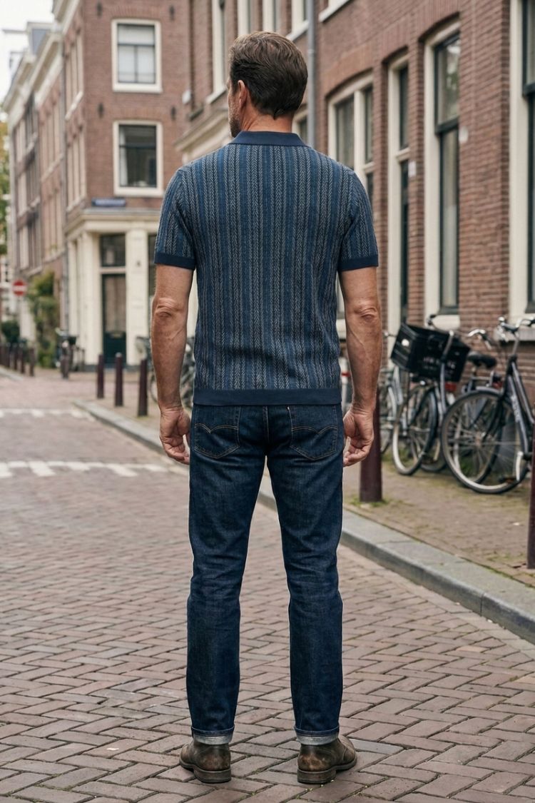 Men's Vertical Stripe Button Front Spread Collar Casual Shirt | Stripe Pattern