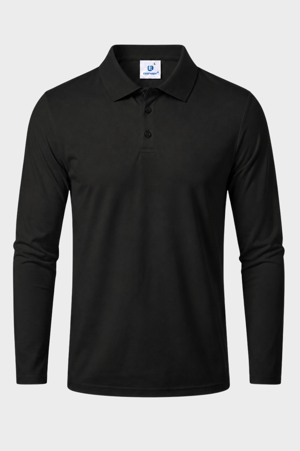 Men's Long Sleeve Polo Shirt with Buttons