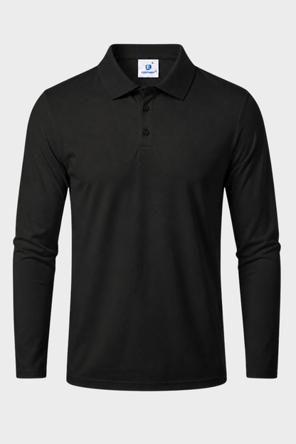 Men's Long Sleeve Polo Shirt with Buttons