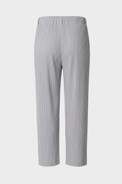 Men's Ribbed Straight Cut Trousers with Elastic Waistband