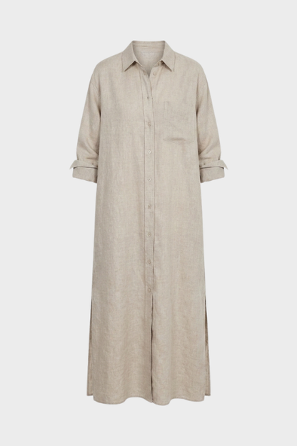 Women's Button Placket Long Shirt Dress