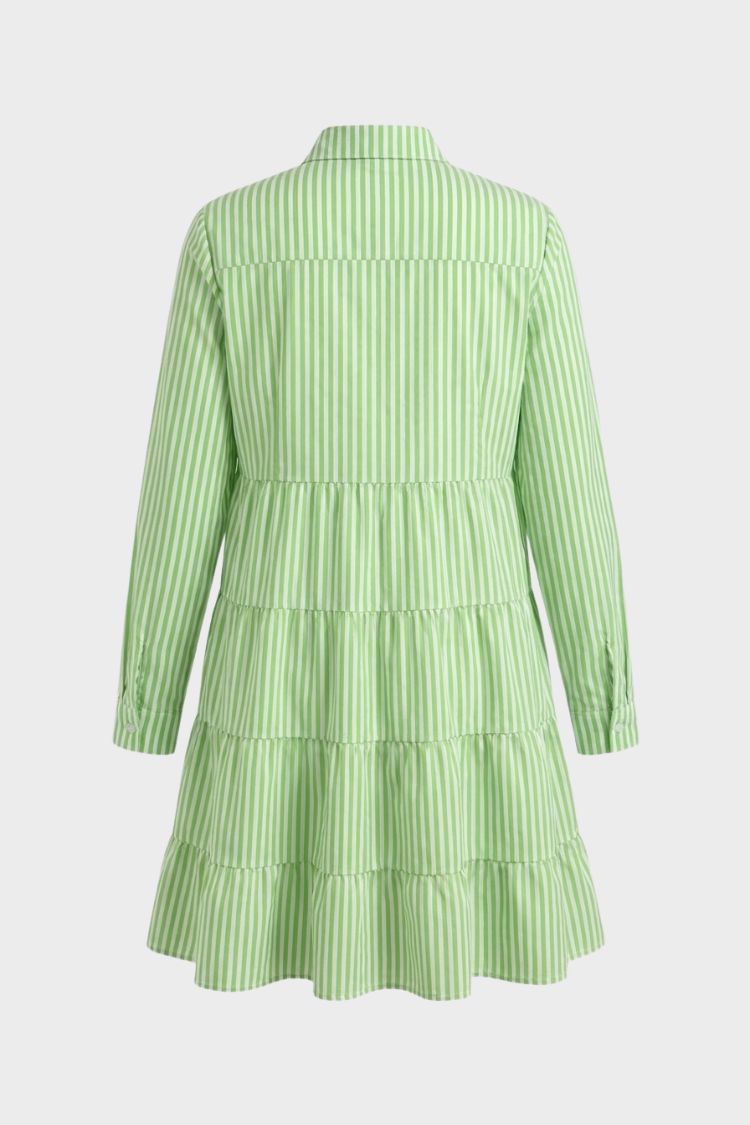 Women's Striped Shirt Dress with Button Placket