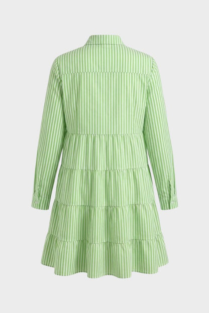 Women's Striped Shirt Dress with Button Placket