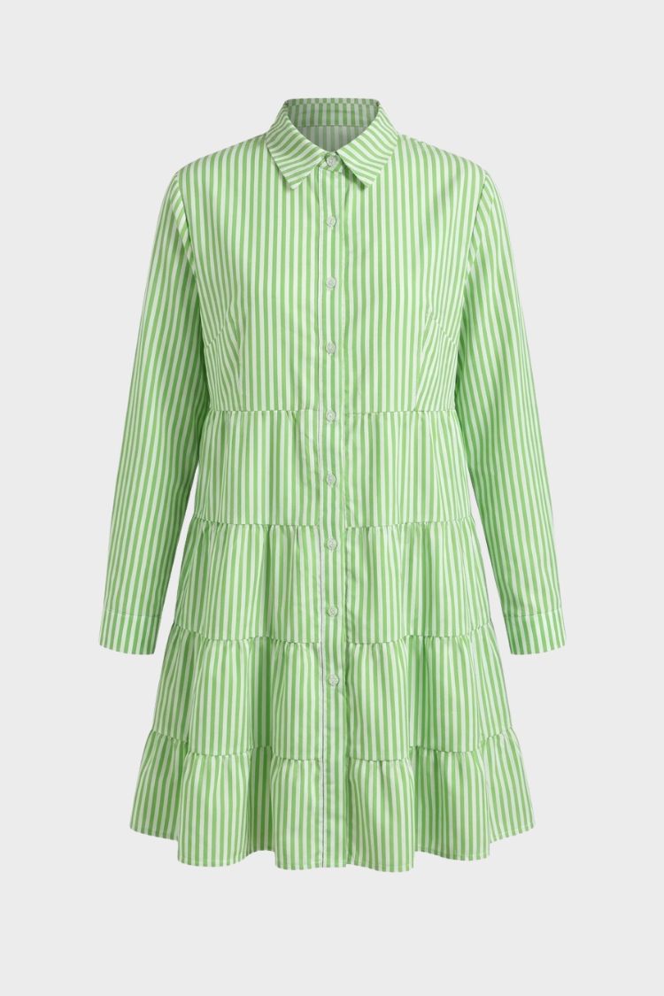 Women's Striped Shirt Dress with Button Placket