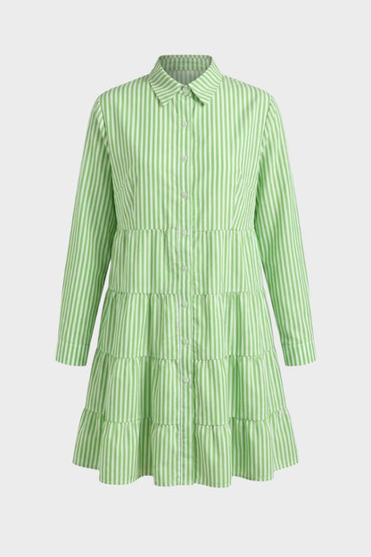Women's Striped Shirt Dress with Button Placket
