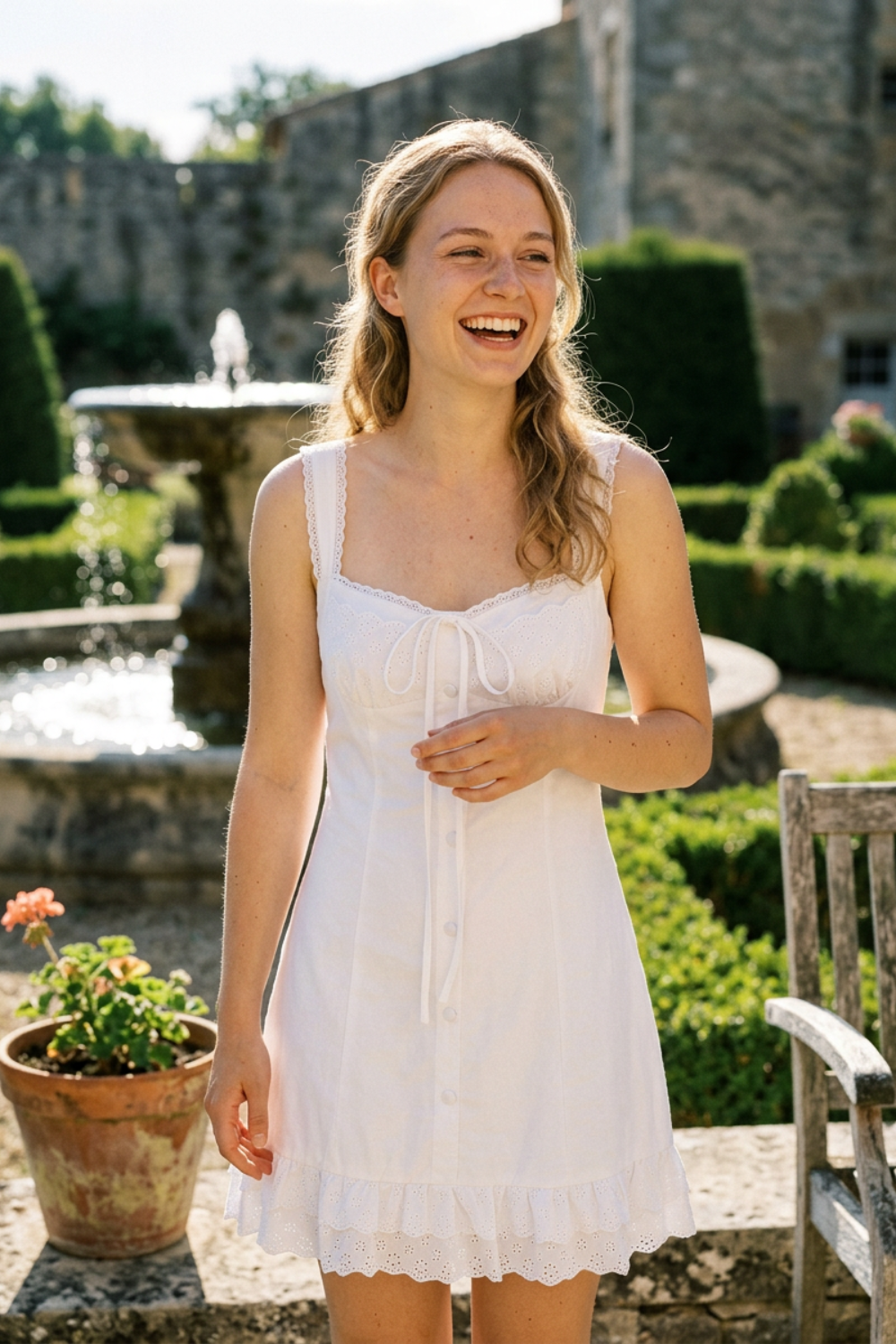 Women's Summer Strappy Dress with Button Placket