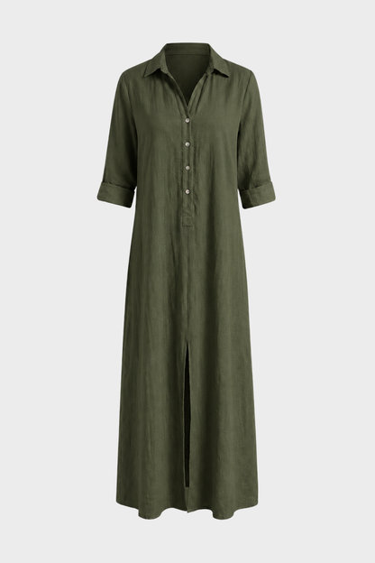 Women's Linen-Look Shirt Dress | Maxi