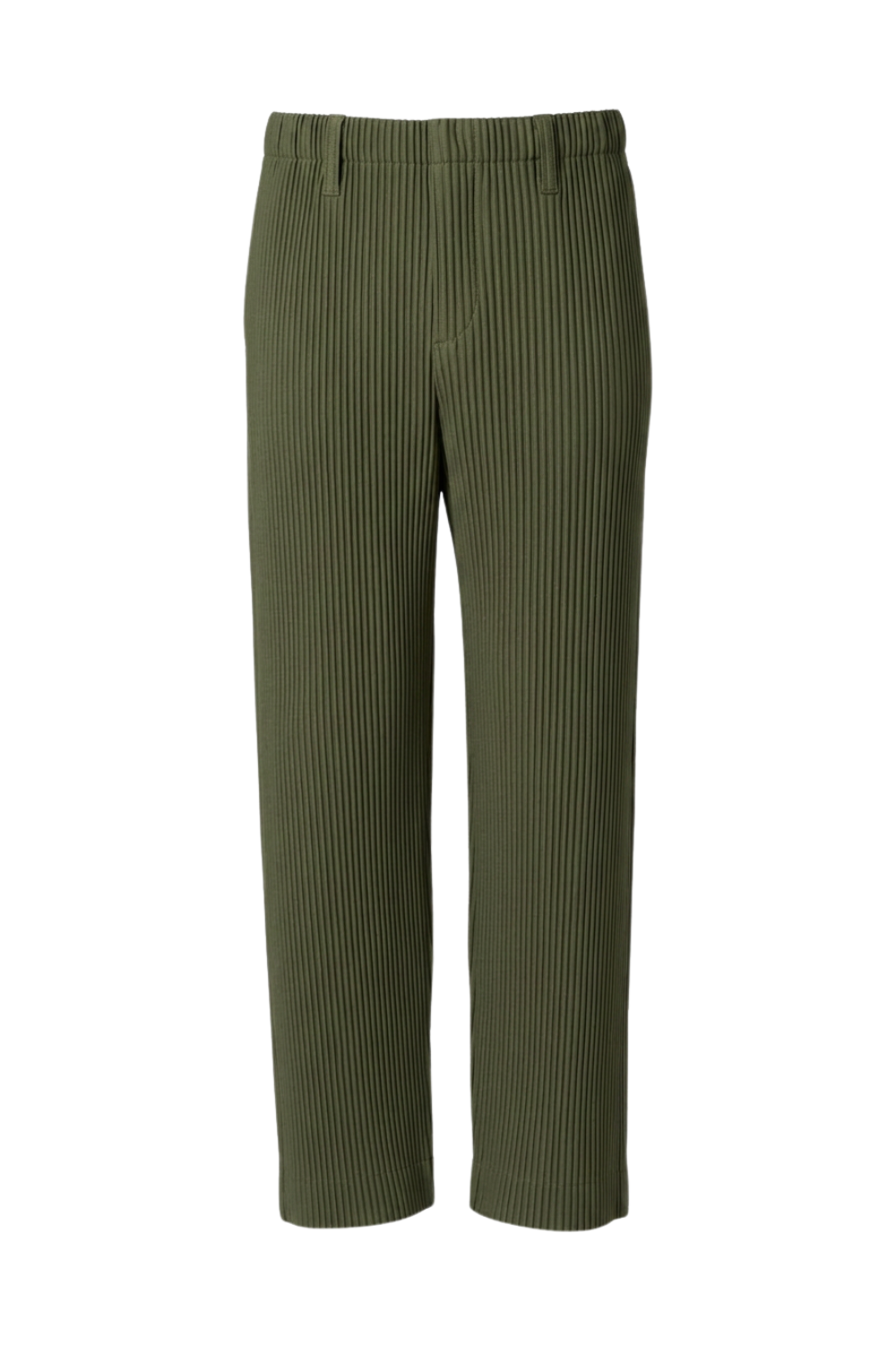 Men's Ribbed Straight Cut Trousers with Elastic Waistband