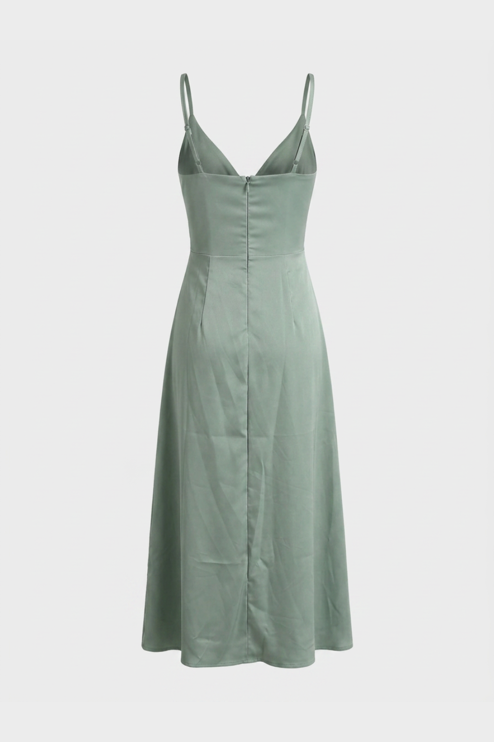Women's Satin Maxi Dress with Wrap Design and Slit