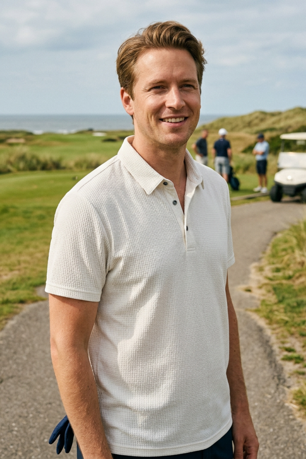 Men's Short Sleeve Polo Shirt with Buttons