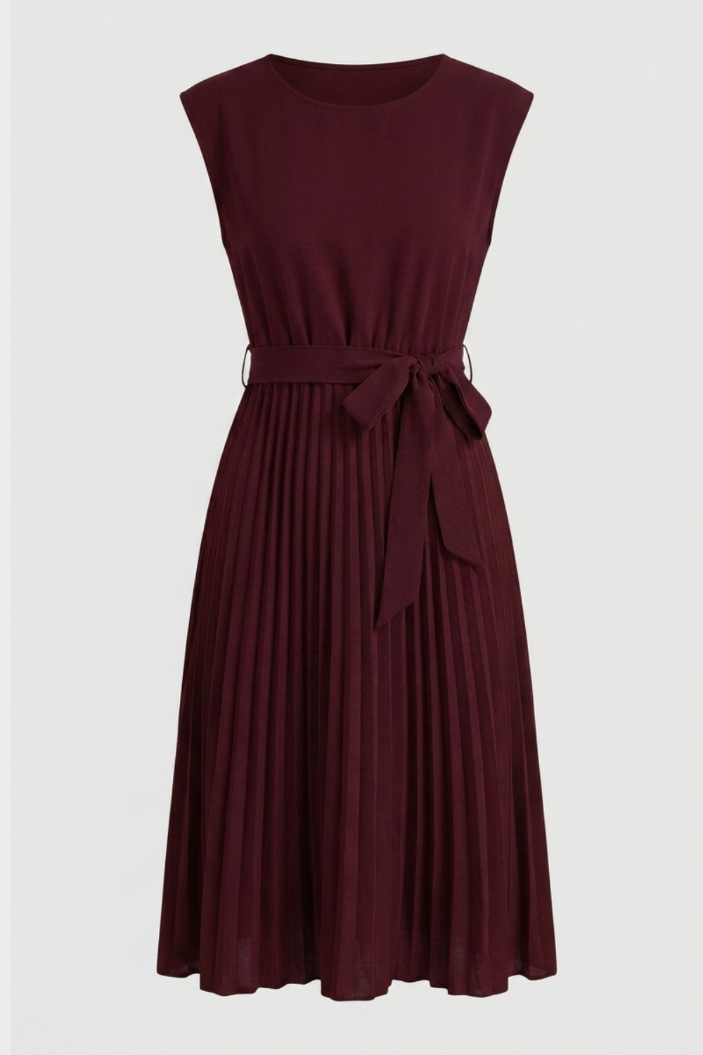 Women's Pleated Midi Dress | Belted