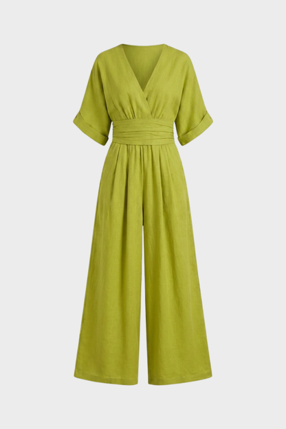 Women's V-Neck Jumpsuit | Wide-Leg