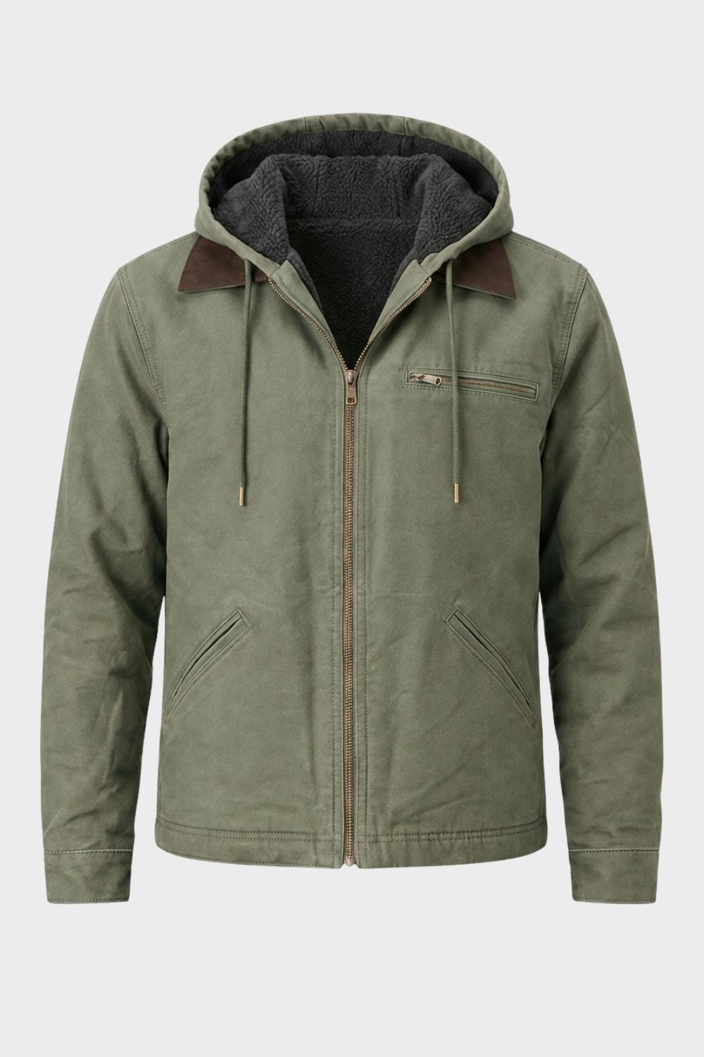 Men's Hooded Canvas Jacket | Front Zip