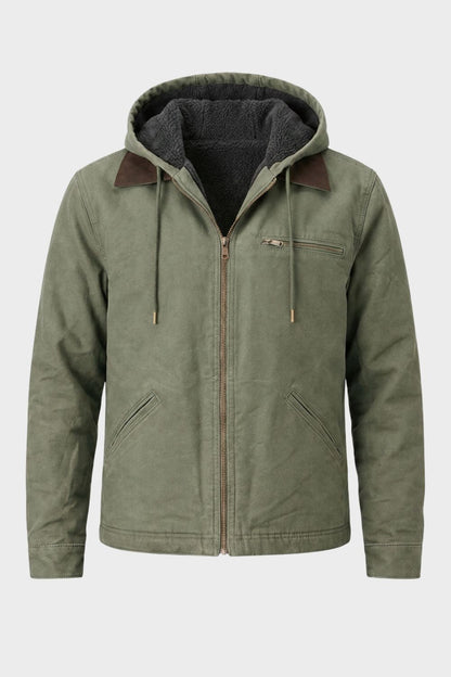 Men's Hooded Canvas Jacket | Front Zip