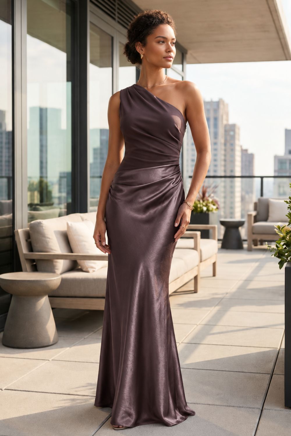 Women's One-Shoulder Maxi | Satin