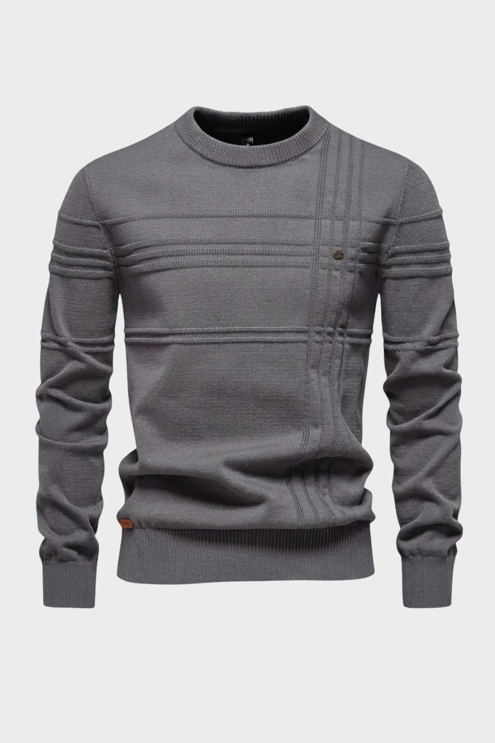 Men's Striped Crew Sweater | Ribbed Hem