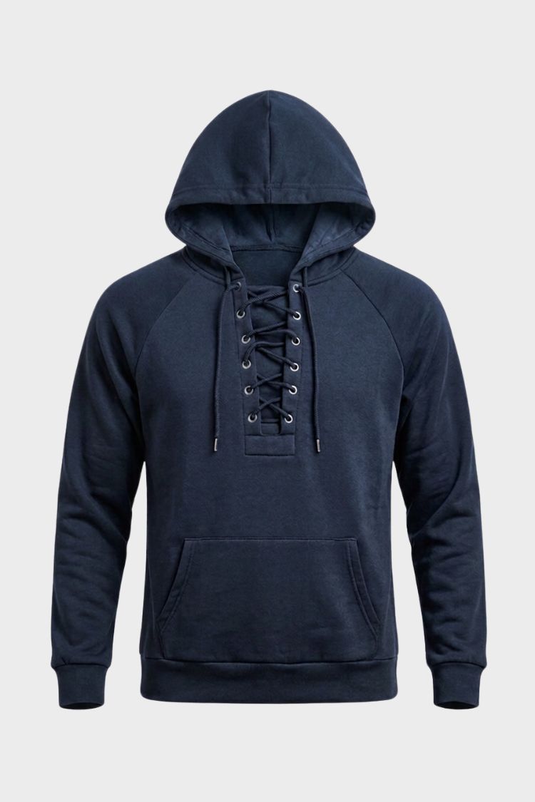 Men's Lace-Up Hoodie | Kangaroo Pocket