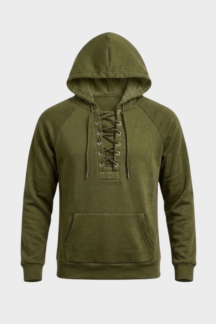 Men's Lace-Up Hoodie | Kangaroo Pocket