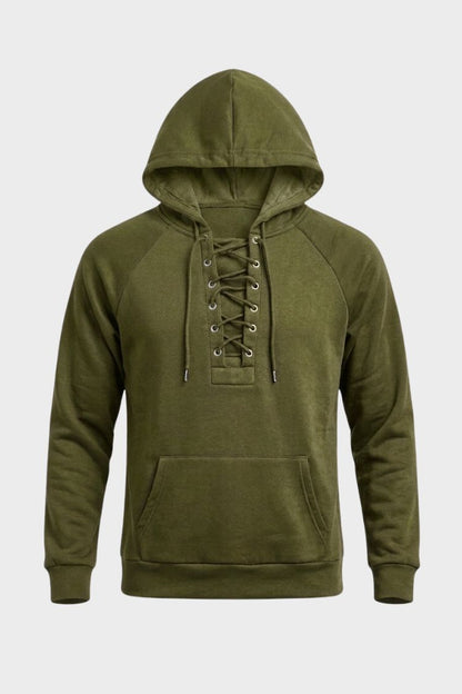 Men's Lace-Up Hoodie | Kangaroo Pocket