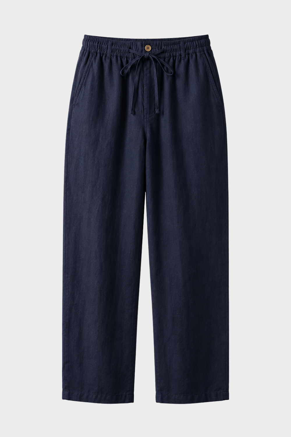 Men's Linen Trousers with Elastic Waist and Drawstring