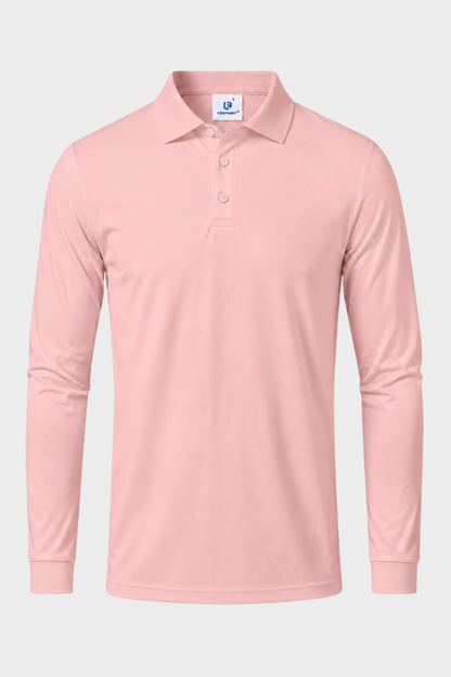 Men's Long Sleeve Polo Shirt with Buttons