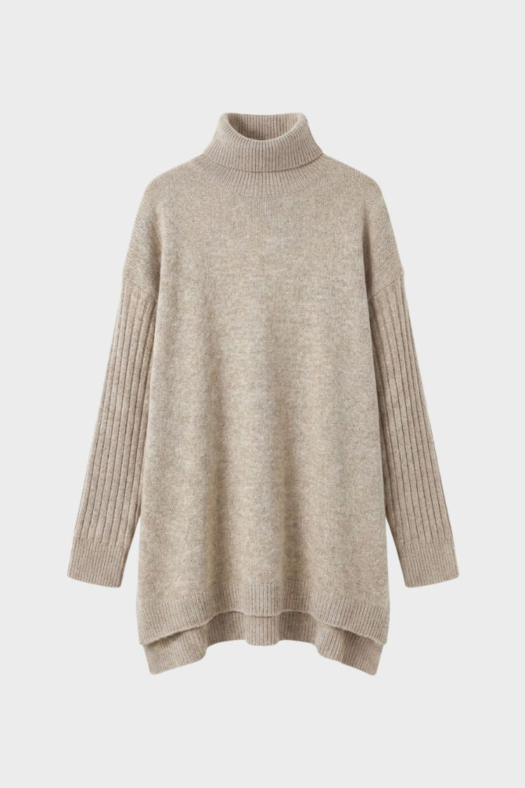 Women's Turtleneck Sweater | High-Low Hem