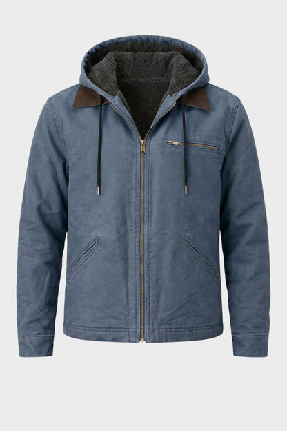 Men's Hooded Canvas Jacket | Front Zip