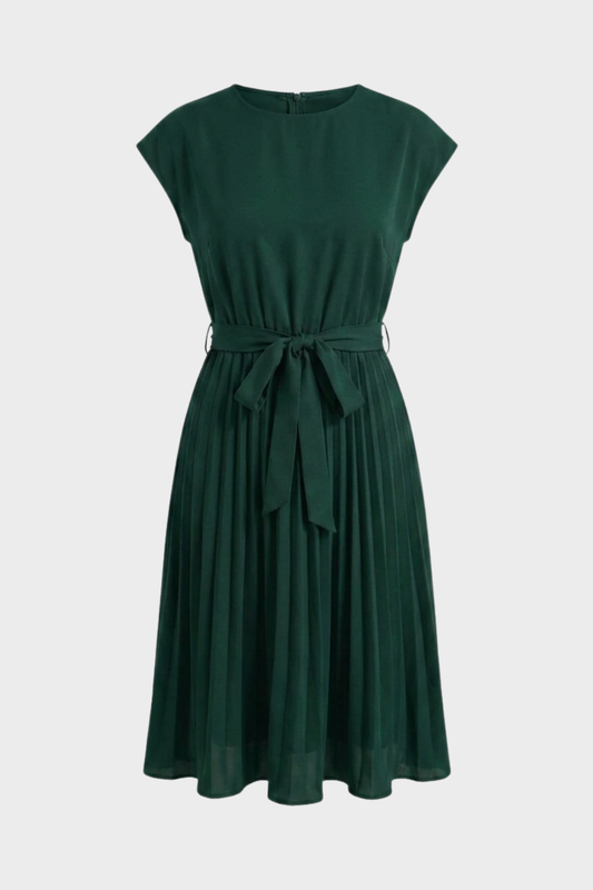 Women's Pleated Midi Dress | Belted