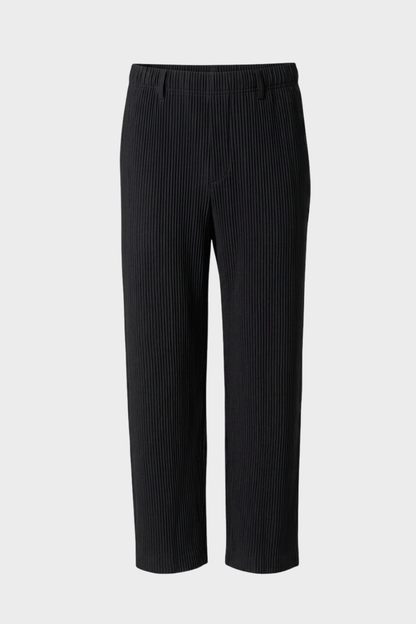 Men's Ribbed Straight Cut Trousers with Elastic Waistband