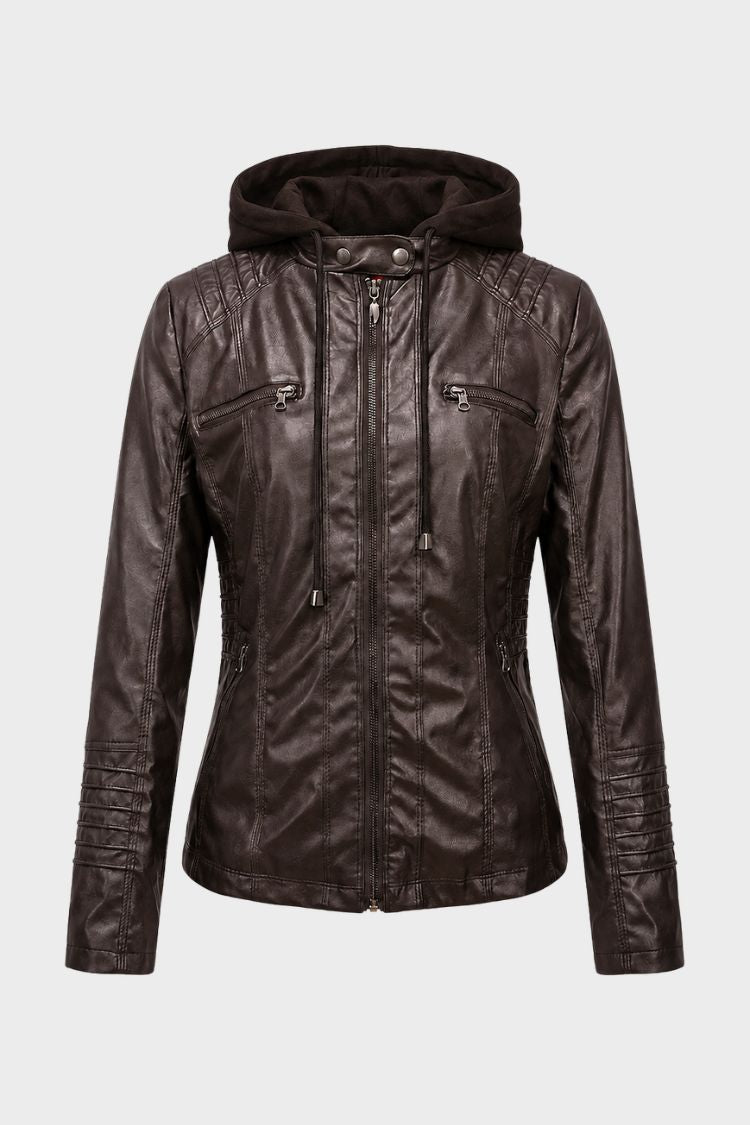 Women's Moto Jacket with Hood | Zip Front