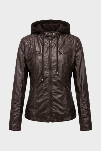 Women's Moto Jacket with Hood | Zip Front