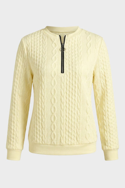 Women's Zip Sweatshirt | Cable Pattern