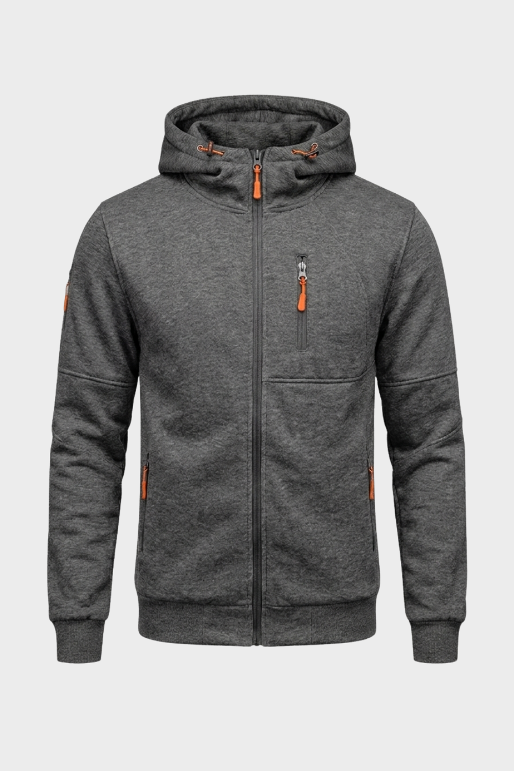 Men's Casual Zip-Up Hoodie | Chest Pocket