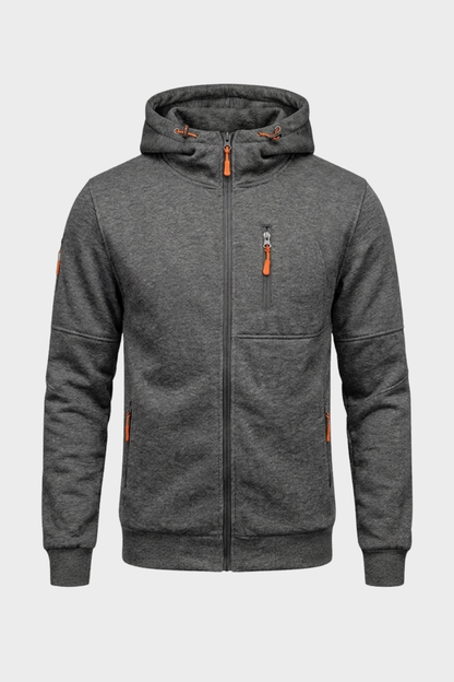 Men's Casual Zip-Up Hoodie | Chest Pocket