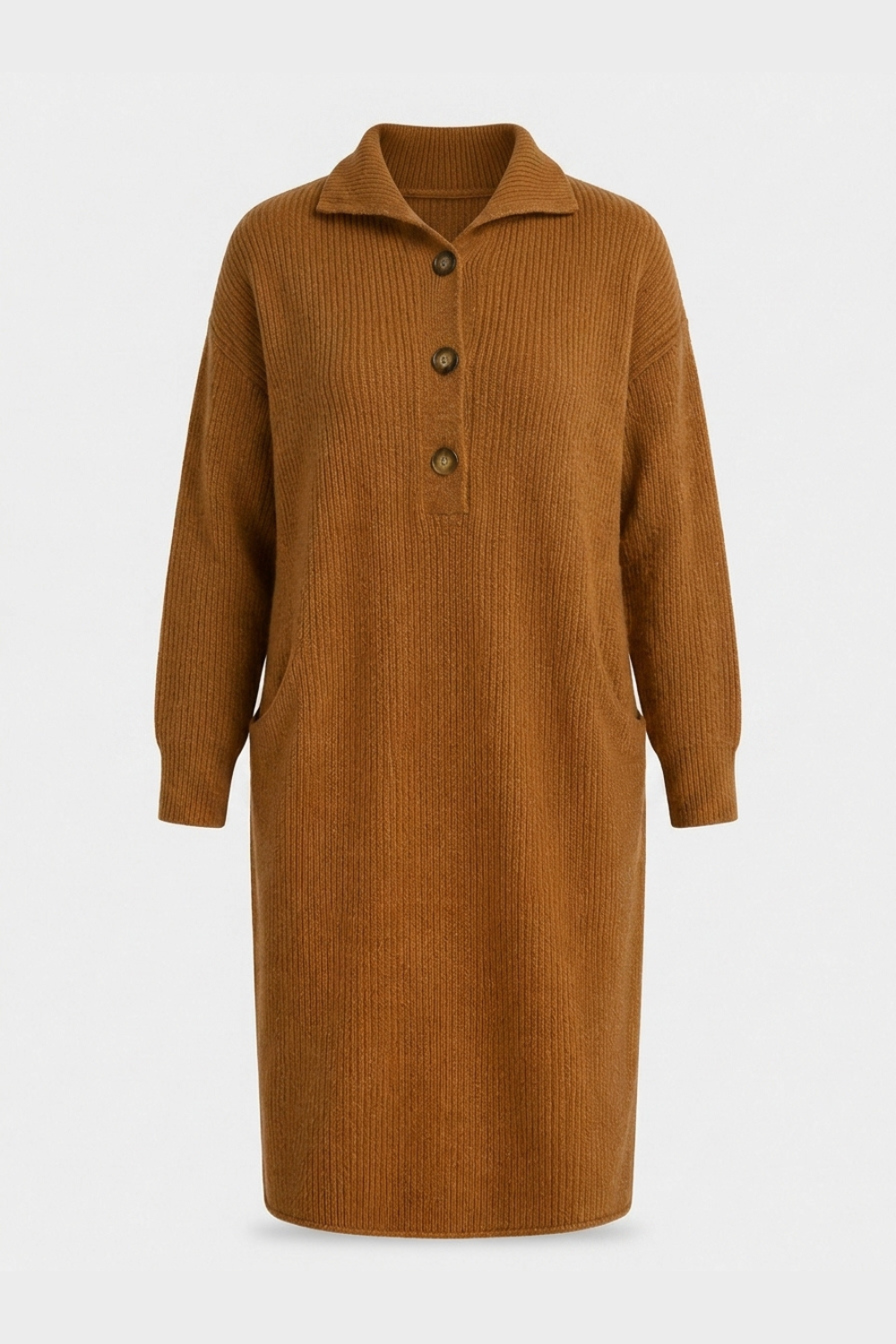 Women's Long Sleeve Collared Midi Dress | Button Front