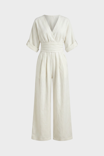 Women's V-Neck Jumpsuit | Wide-Leg