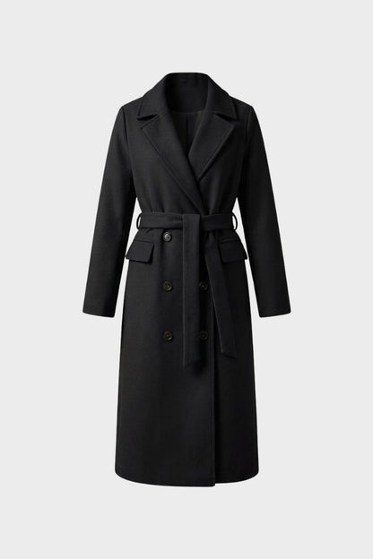 Women's Belted Coat with Notched Collar