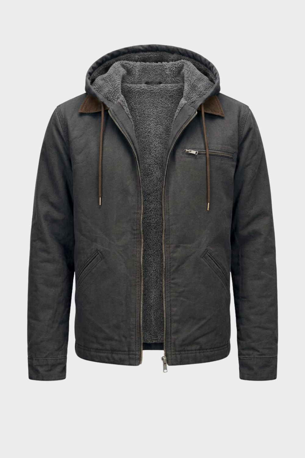 Men's Hooded Canvas Jacket | Front Zip
